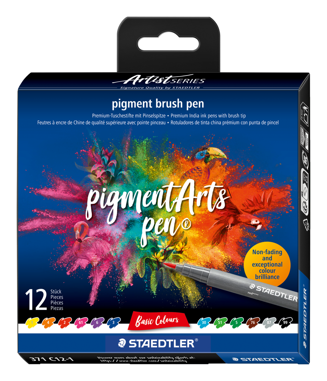 Staedtler Fiberpen m/pensel spids 12 ass. billede