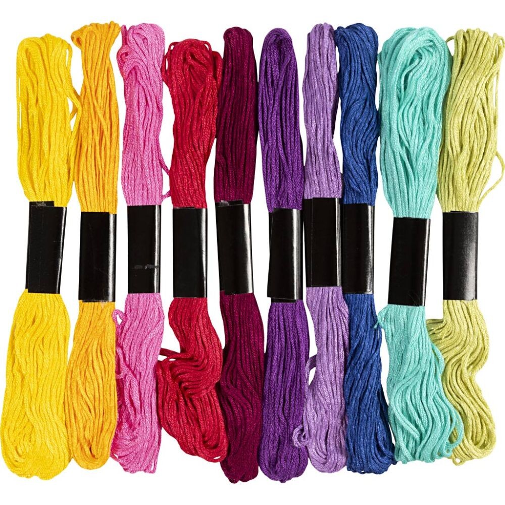Broderigarn, tykkelse 1 mm, colorful, 10x8 m/ 1 pk