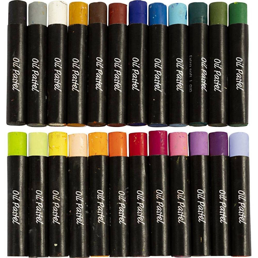 Oliepastel - L 7 Cm - Tykkelse 11 Mm - Pastelfarver - 24 Stk. - Creativ Company