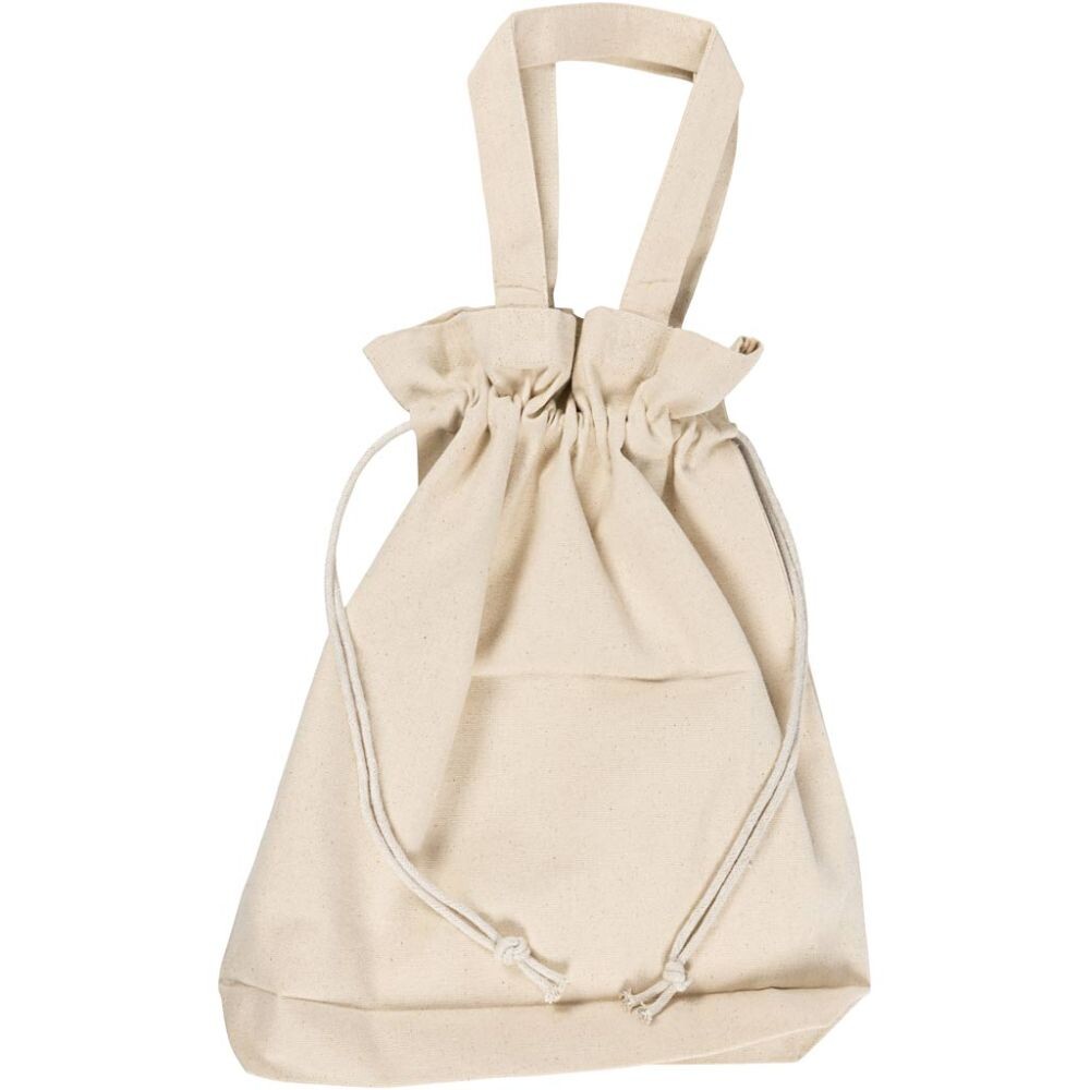 Taske Med Snørelukning - H 40 Cm - D 8 Cm - B 34 Cm - Lys Natur - 1 Stk.