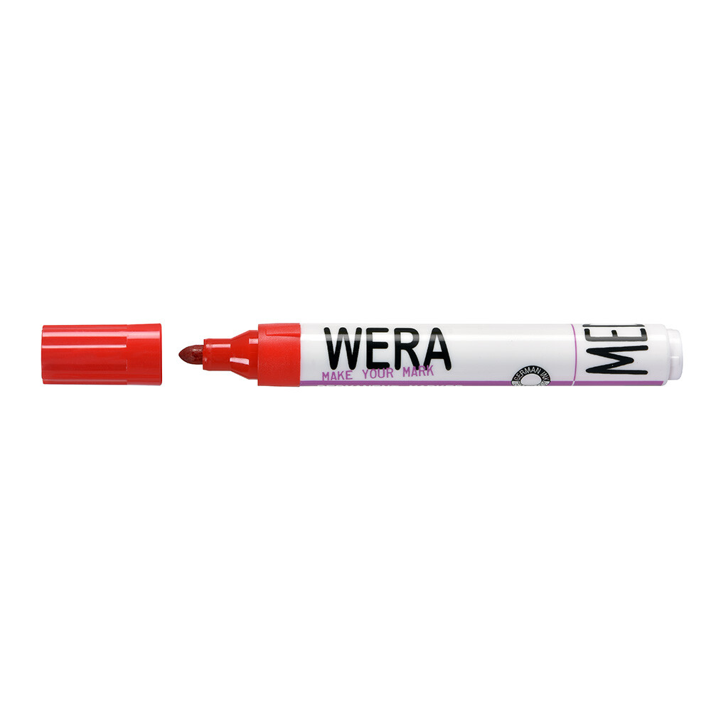 Marker WERA rød permanent rund spids 2mm - (12 stk.)