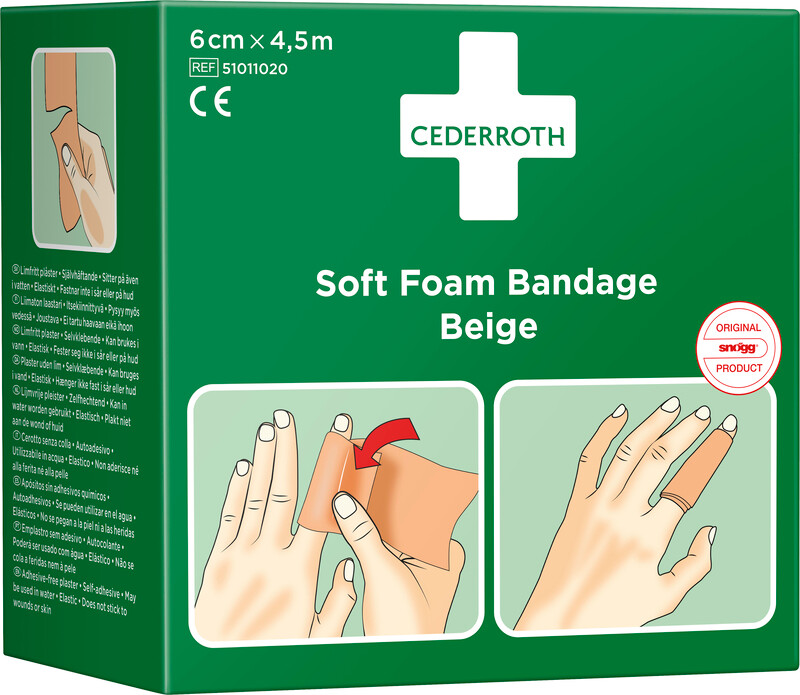 Cederroth soft bandage/plaster, beige, 6cm x 450cm billede