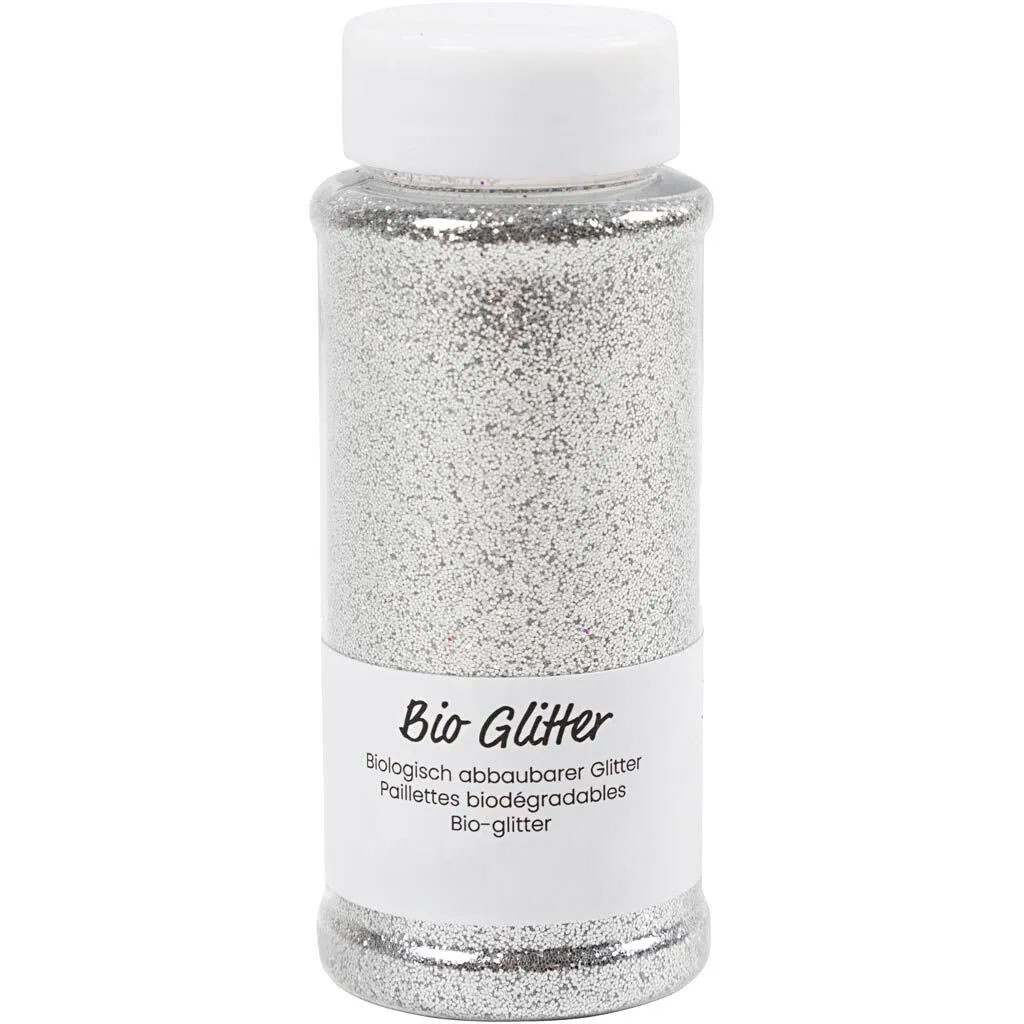 Bio-glitter, sølv, 110 g/ 1 ds. billede