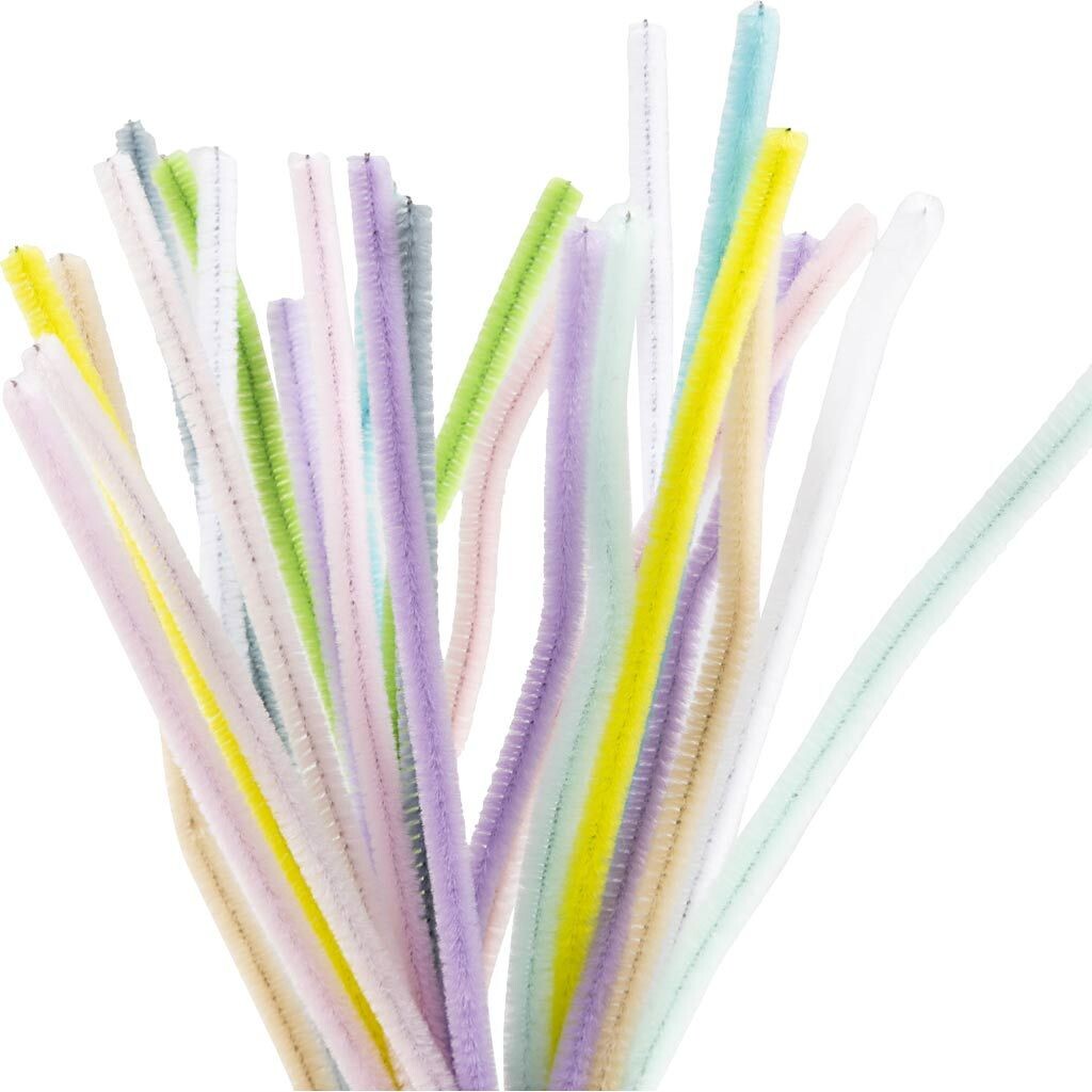 Chenille, L: 30 cm, tykkelse 6 mm, pastelfarver