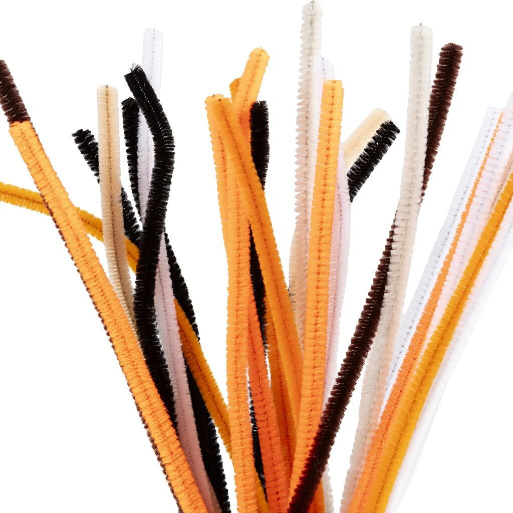 Chenille, L: 30 cm, tykkelse 6 mm, halloweenfarver billede