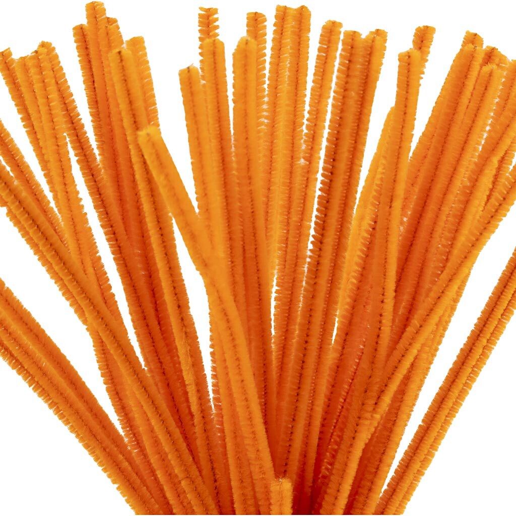 Chenille, L: 30 cm, tykkelse 6 mm, orange