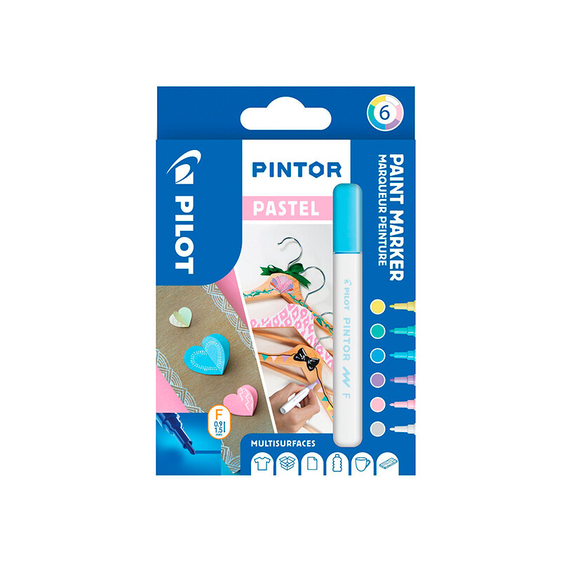 Pilot Pintor Marker - Pastel, Fine, 6 ass.