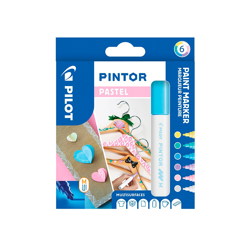 Pilot Pintor Marker - Pastel, Medium, 6 ass.