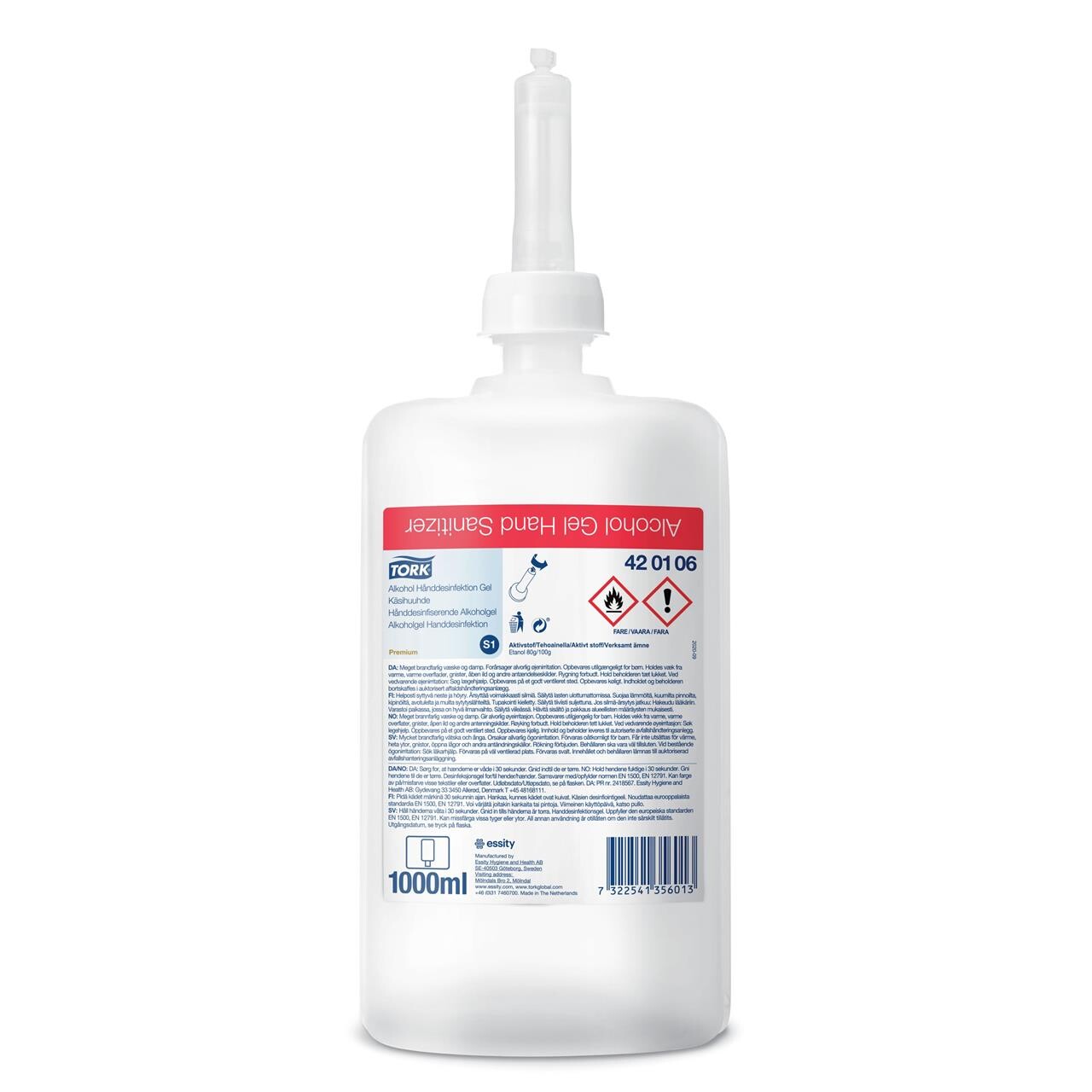 Tork Hånddesinfektion S1 alkohol gel 420106 6x1l billede