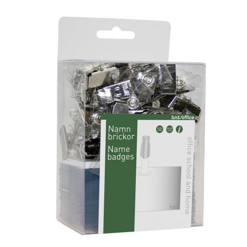 Navneskilt Clip/s 50x90mm 50 Pk