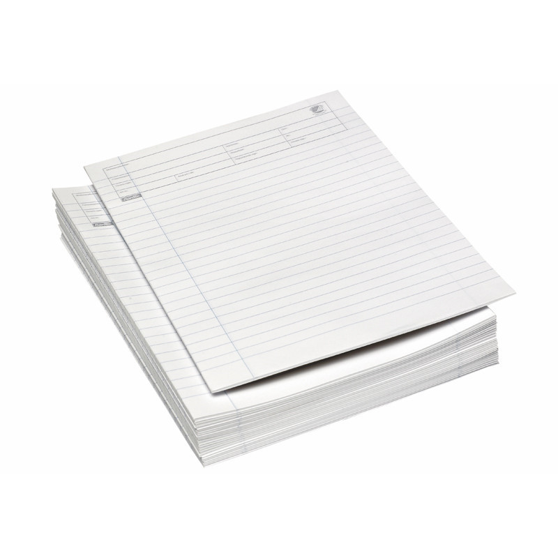 Prøvepapir Hvid linjeret, 80 gram, 250 ark, A4, (foldet A3)