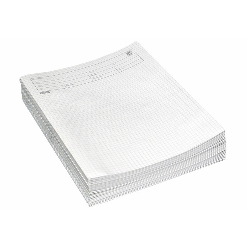 Prøvepapir Hvid kvadreret, 80 gram, 250 ark, A4, (foldet A3)