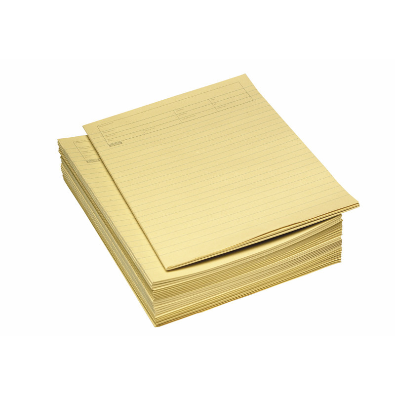 Prøvepapir Gul linjeret, 80 gram, 250 ark, A4, (foldet A3)