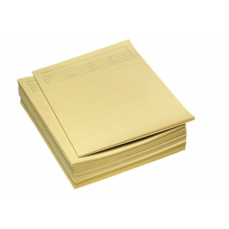 Prøvepapir Gul kvadreret 80 gram, 250 ark, A4, (foldet A3)