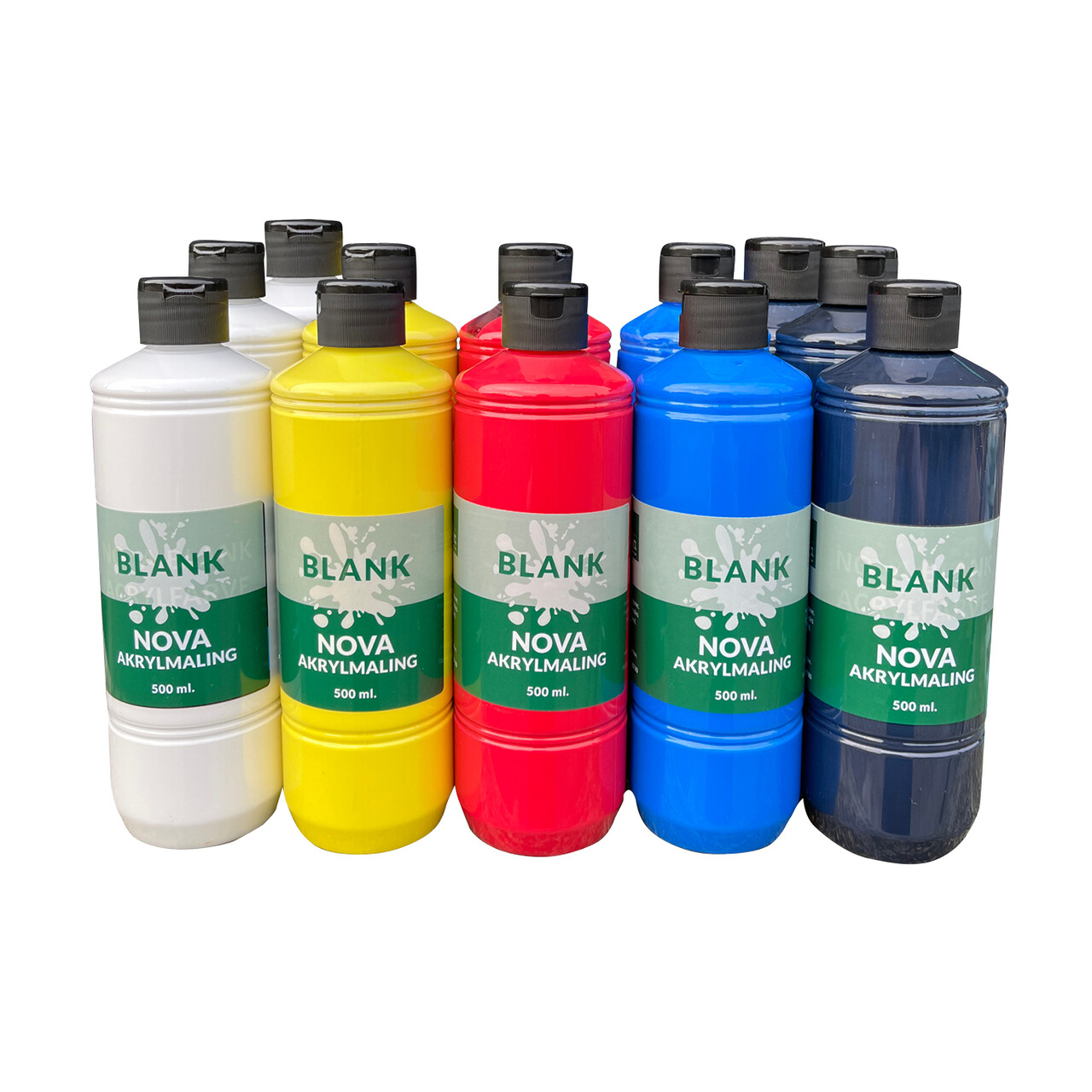 Nova blank akrylmaling - 2 x 6 fl. Primær farver.