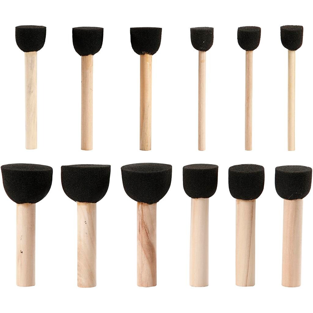 Skumstencil pensler - 4 størrelser, 12 stk. billede