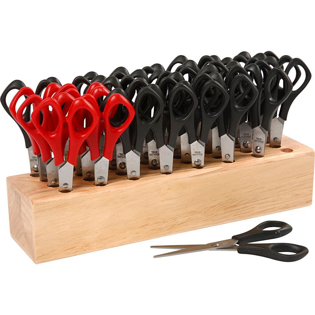 Skolesakse med holder, L: 14 cm, rund, 1 billede