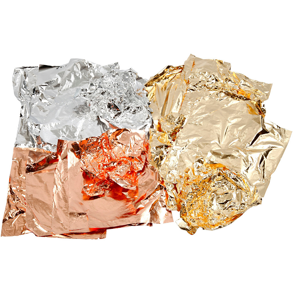 Billede af Bladmetal, 16 x 16 cm - 3 ass. farver, 150 ass. ark