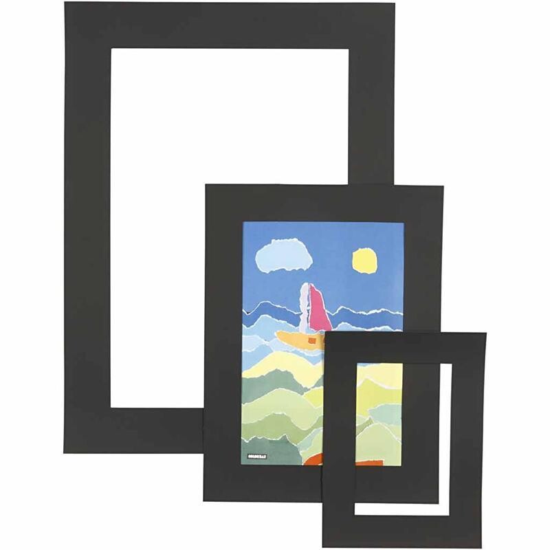 Passepartoutrammer, 3 størrelser - Sort, 75 ass. billede