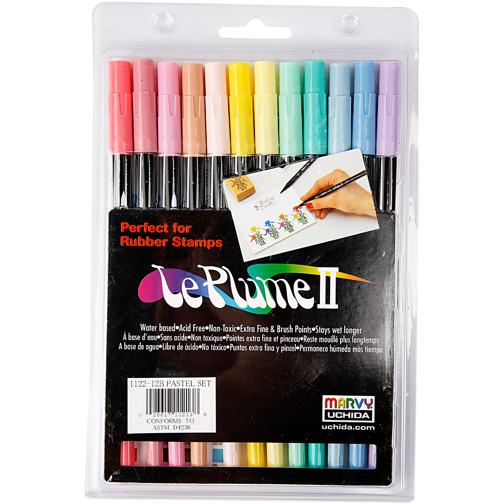Le Plume II tusch, pastel farver, 12 stk