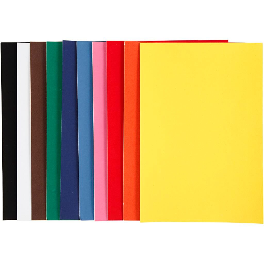 Velourpapir, A4 21 x 30 cm - 5 farver, 140 gram, 10 ark billede