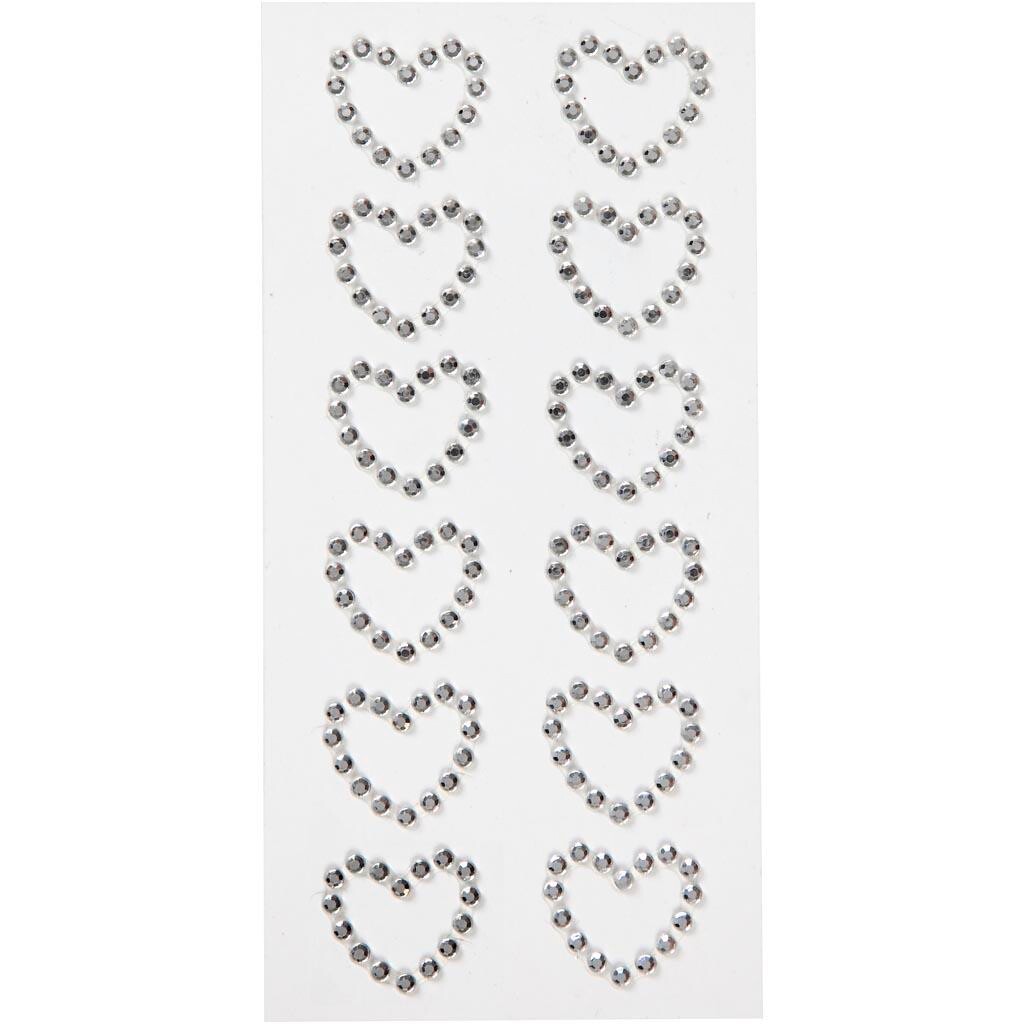 Rhinstenshjerter, str. 23x21 mm, 12 stk. billede