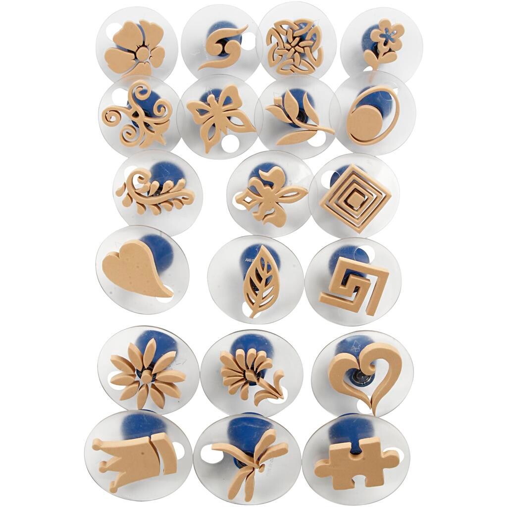 Skumstempler med håndtag, 3-6 cm, 20 ass billede