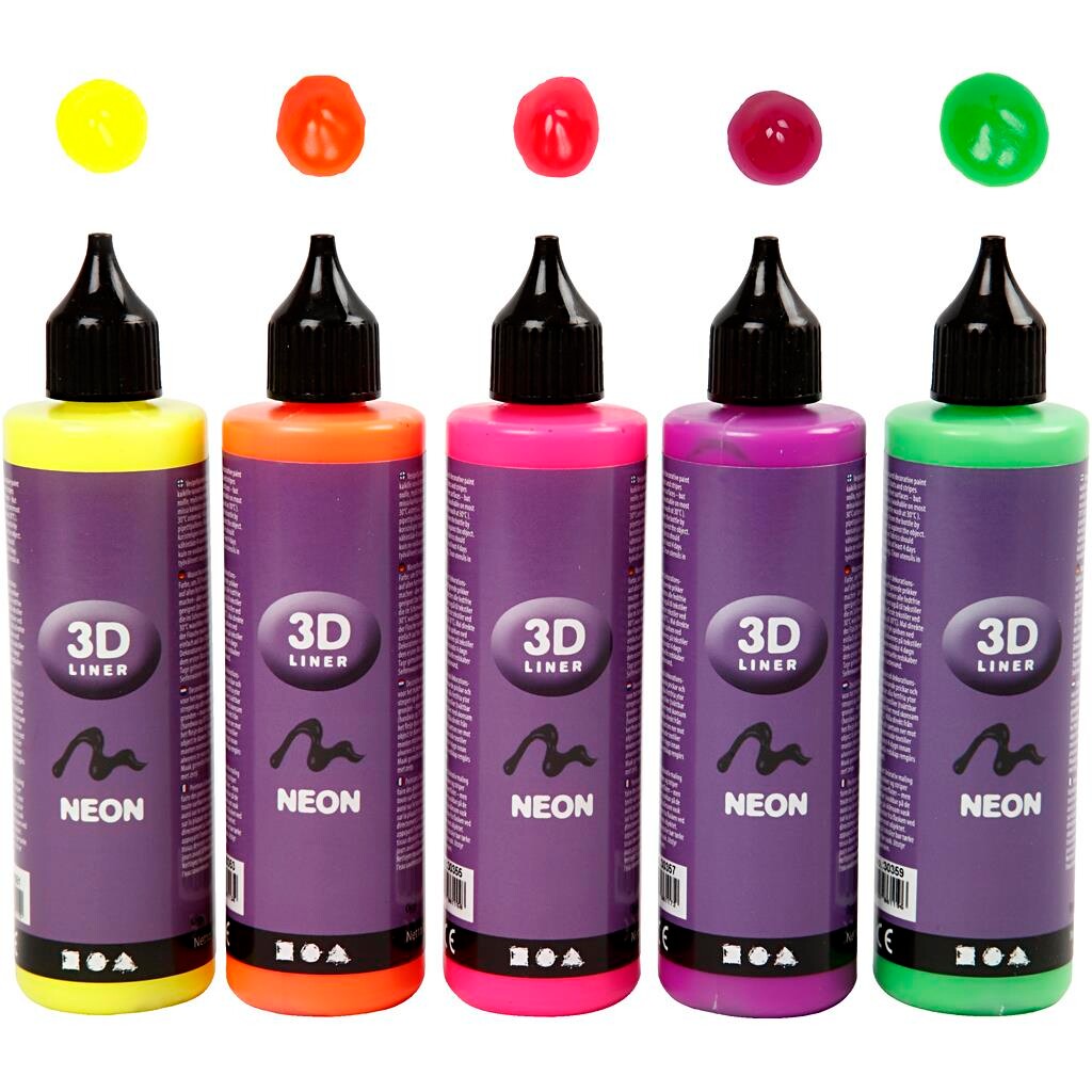 Billede af 3D Liner - sortiment, ass. farver, 5x100 ml.