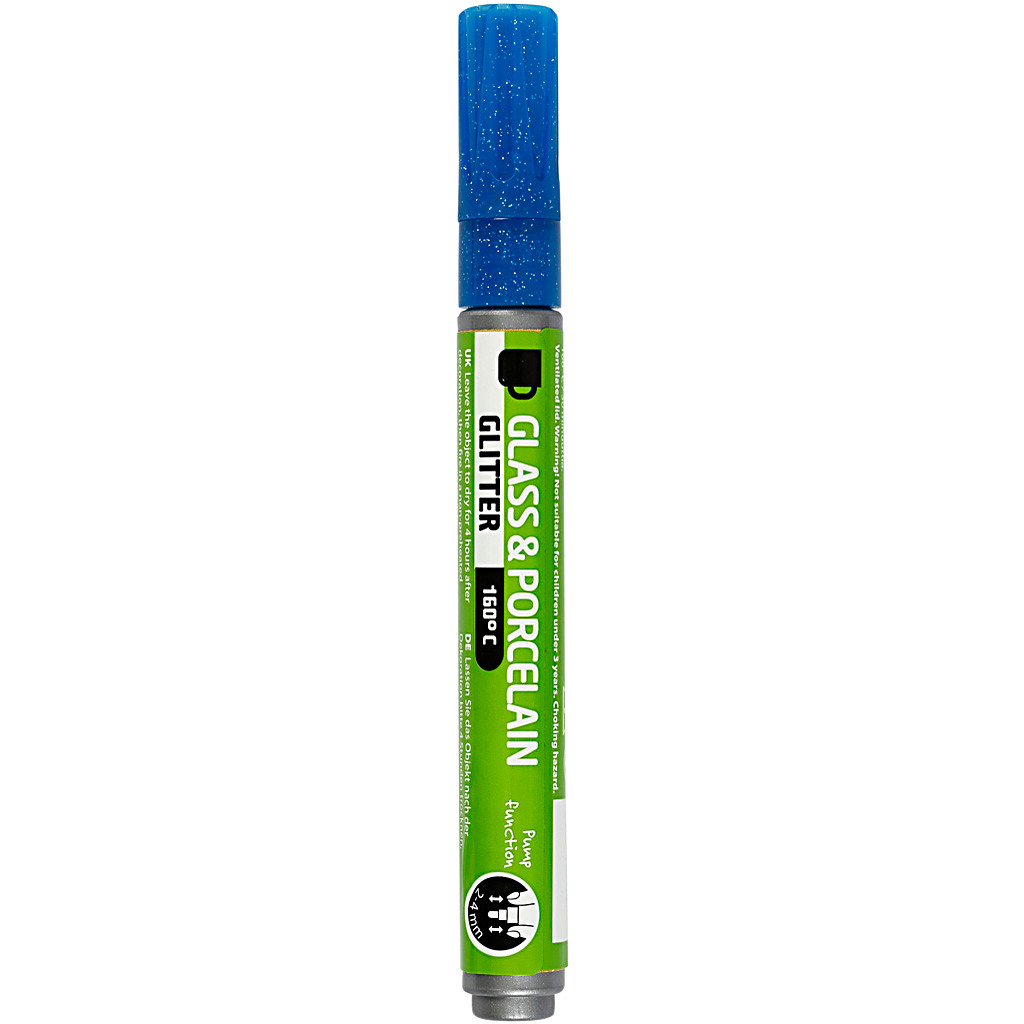 Creativ Company Glass and Porcelain Pen Glitter Semi-Opaque - Blue