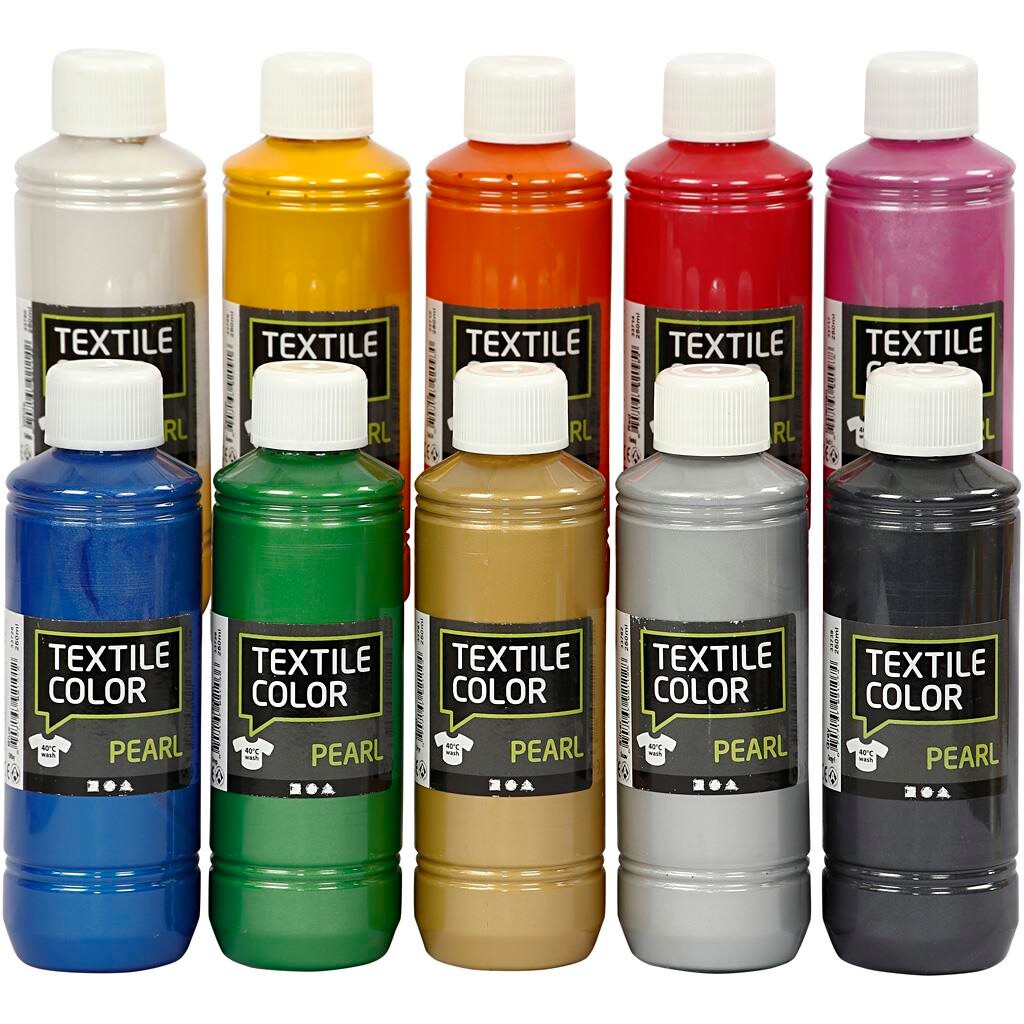 Billede af Textile Color - sortiment, pearl, 10x250 ml.