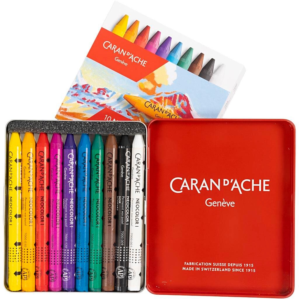 Neocolor I Vandfast Farvekridt, tykkelse 8 mm, L: 10 cm, ass. farver, 10stk.