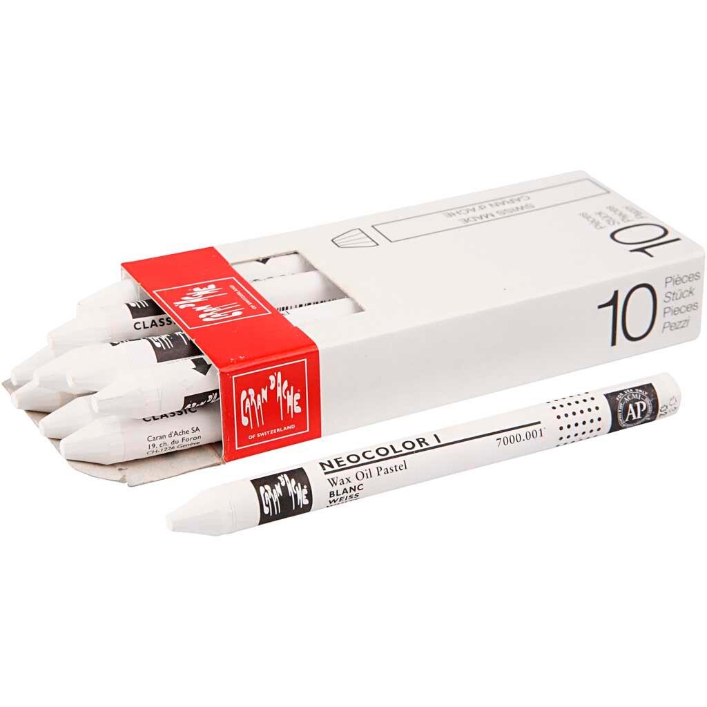 Caran d'Ache Neocolor 1 - White - primærfarve (001), 10 stk.