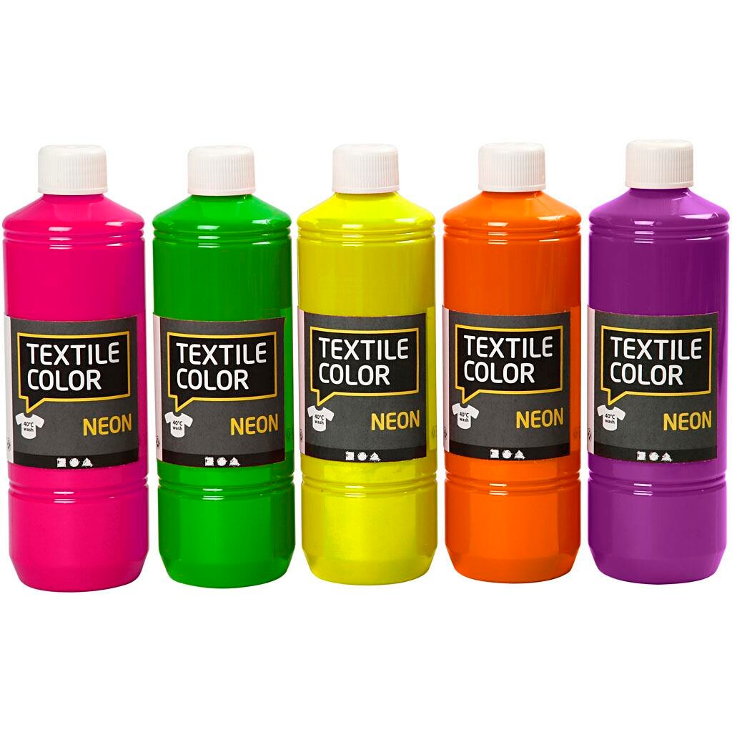 Billede af Textile Color - sortiment, ass. farver, neon, 5x500ml