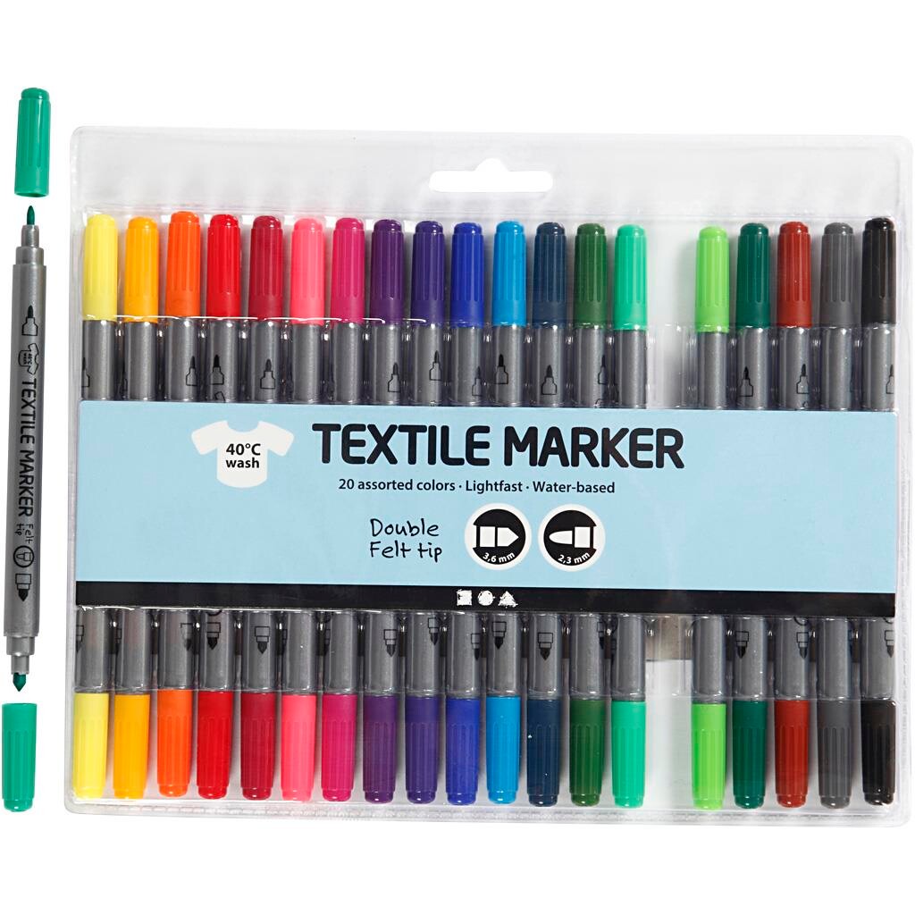 Creativ Company Double-sided Textile Markers - Basic colors 20pcs