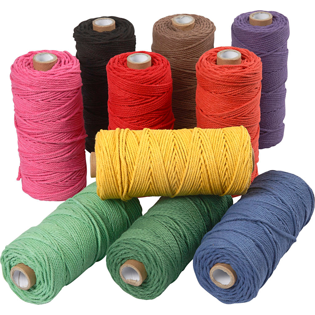 Knyttegarn, 120 m, stærke farver, Tyk kvalitet 12/36, 10x250 g