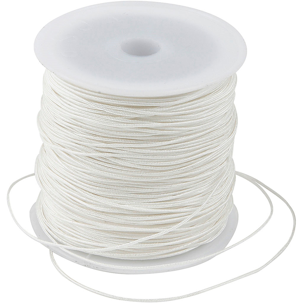 Knyttesnor, 1 mm, hvid, 50 m