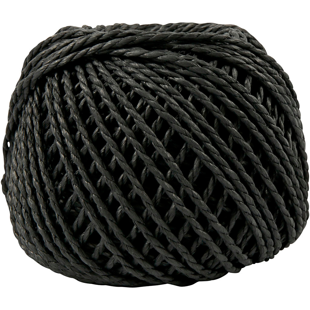 Paperyarn, 2,5-3 mm, sort, 150 g billede