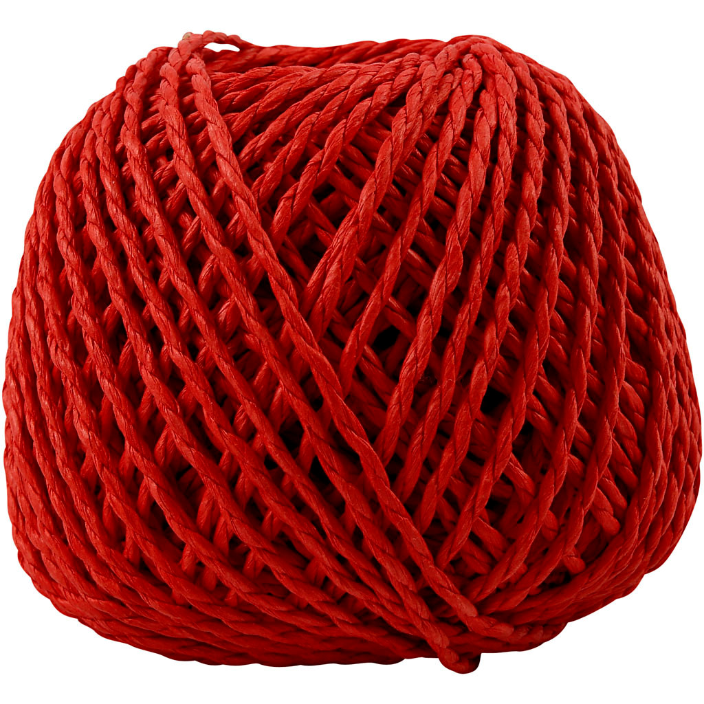 Paperyarn, 2,5-3 mm, rød, 150 g billede