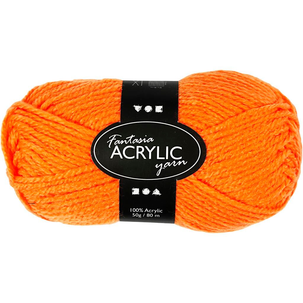 Fantasia Akrylgarn, L: 80 m, neon orange, 50 gram