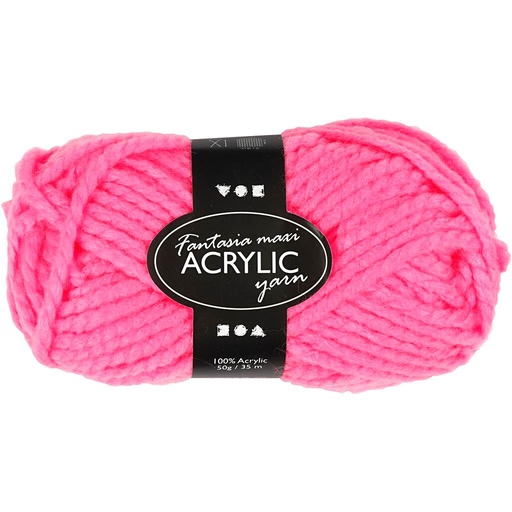 Fantasia Akrylgarn, 45 m, neon pink, Maxi, 50 gram