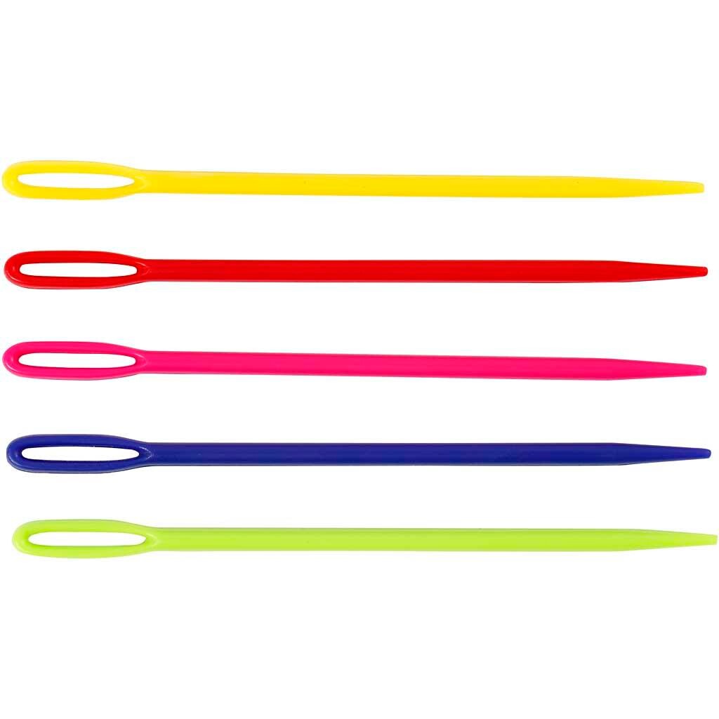 Strikkenål, L: 7 cm, ass. farver, 5 stk. billede