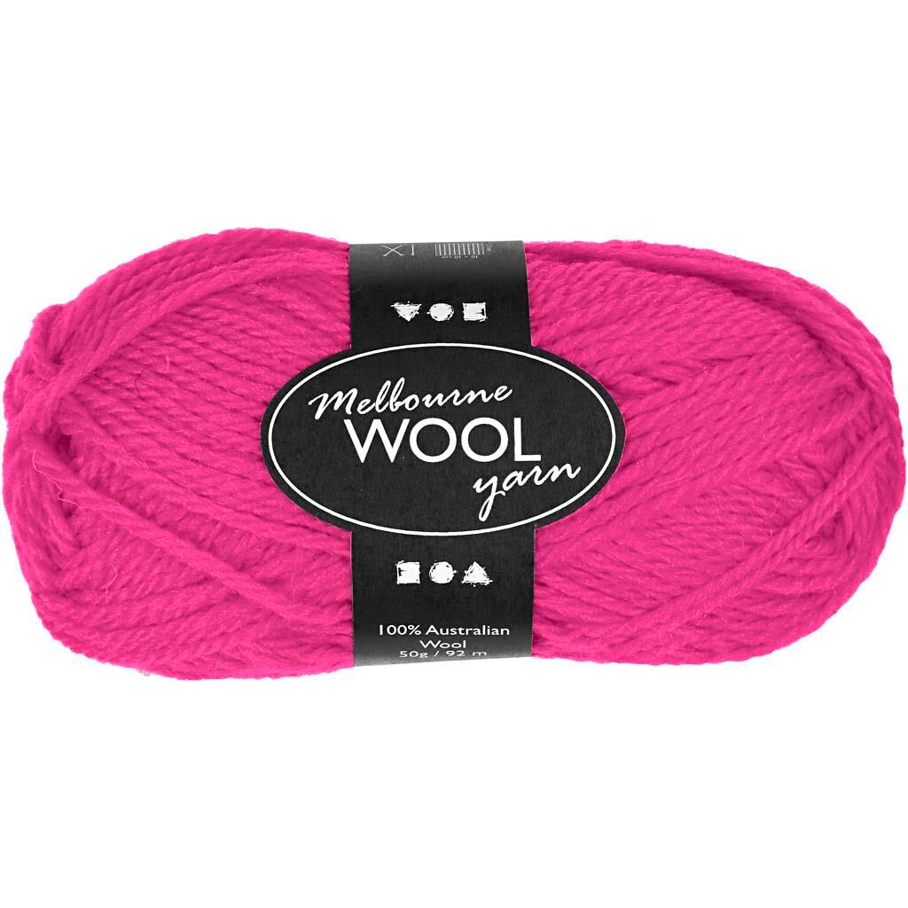 Uldgarn - Melbourne Wool - L 92 M - Neon Pink - 50 G