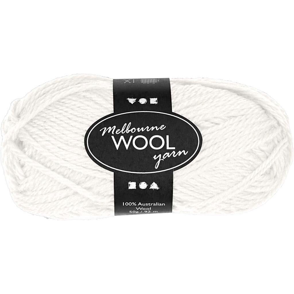 Uldgarn - Melbourne Wool - L 92 M - Råhvid - 50 G