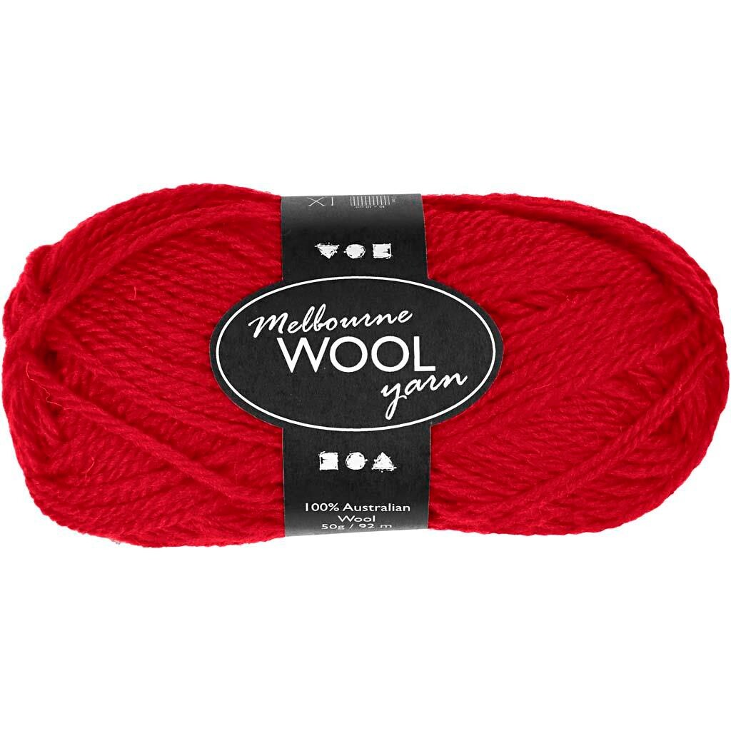 Uldgarn - Melbourne Wool - L 92 M - Rød - 50 G