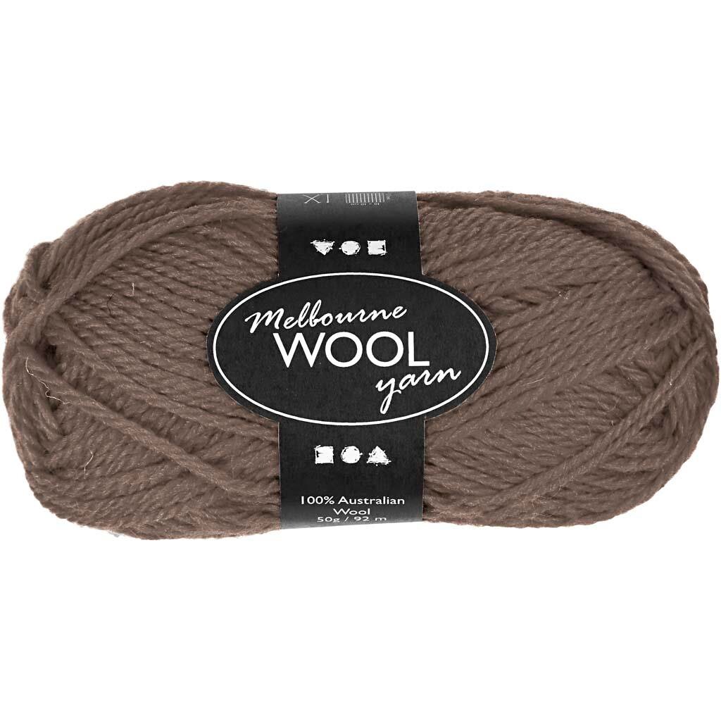 Uldgarn - Melbourne Wool - L 92 M - Grå Brun - 50 G