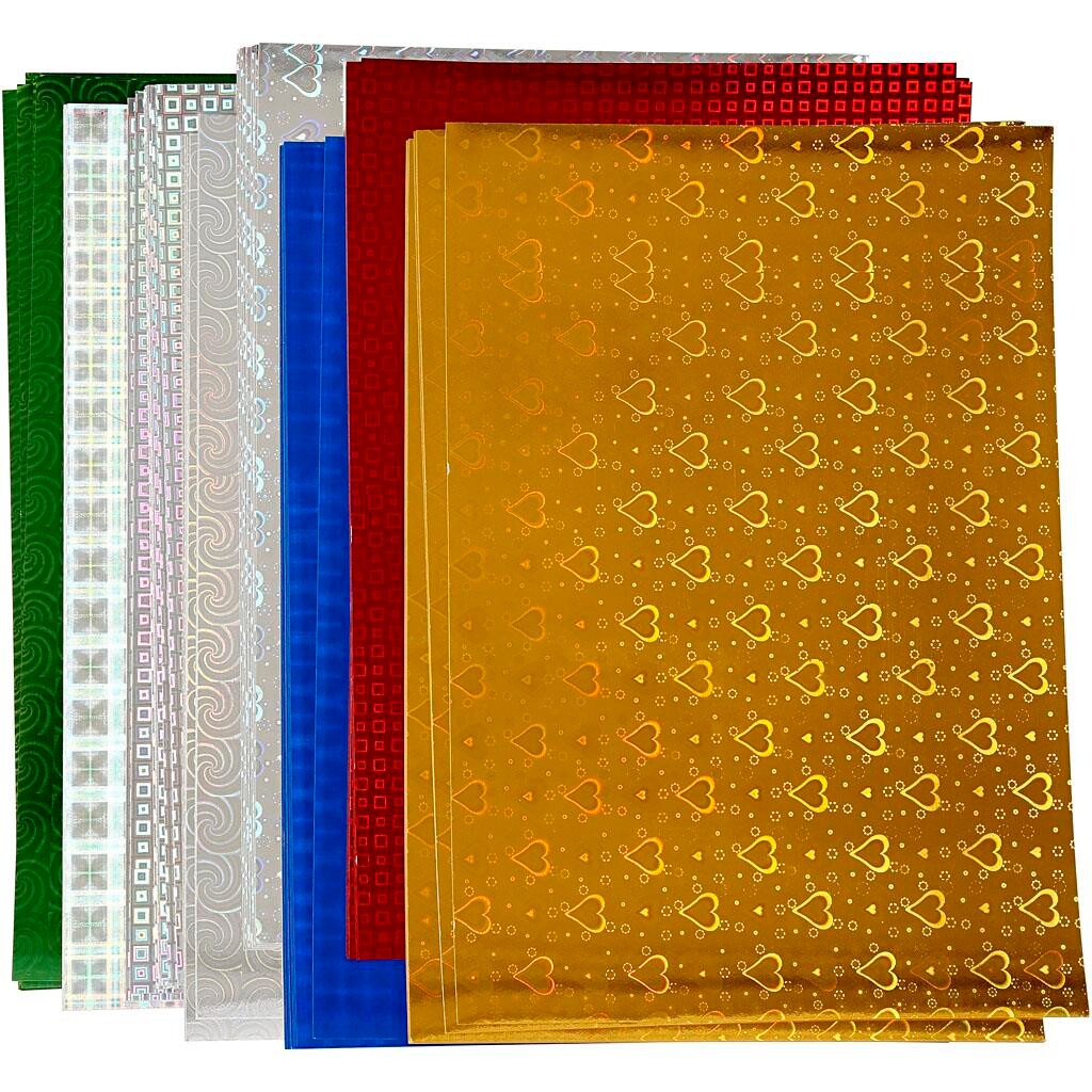 Holografipapir, 21x30 cm, 80 ass. ark billede