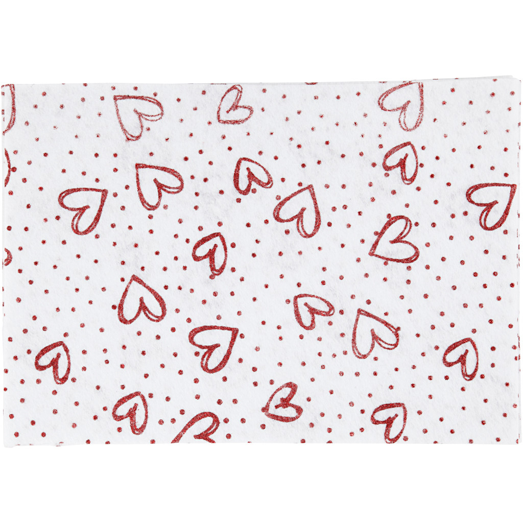 Hobbyfilt A4 hvid med hjerter 10 ark billede