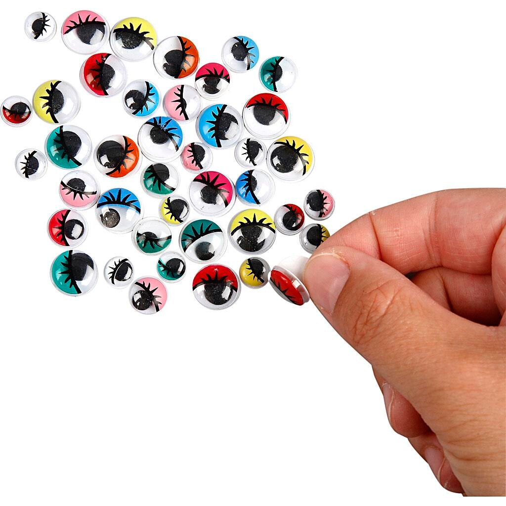 Rulleøjne, selvklæbende - 8-12 mm, 300 ass. billede