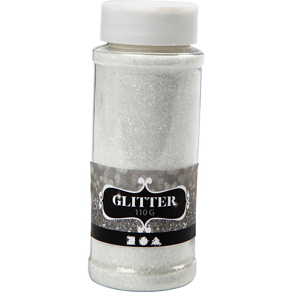 Glitter, hvid, 110 g