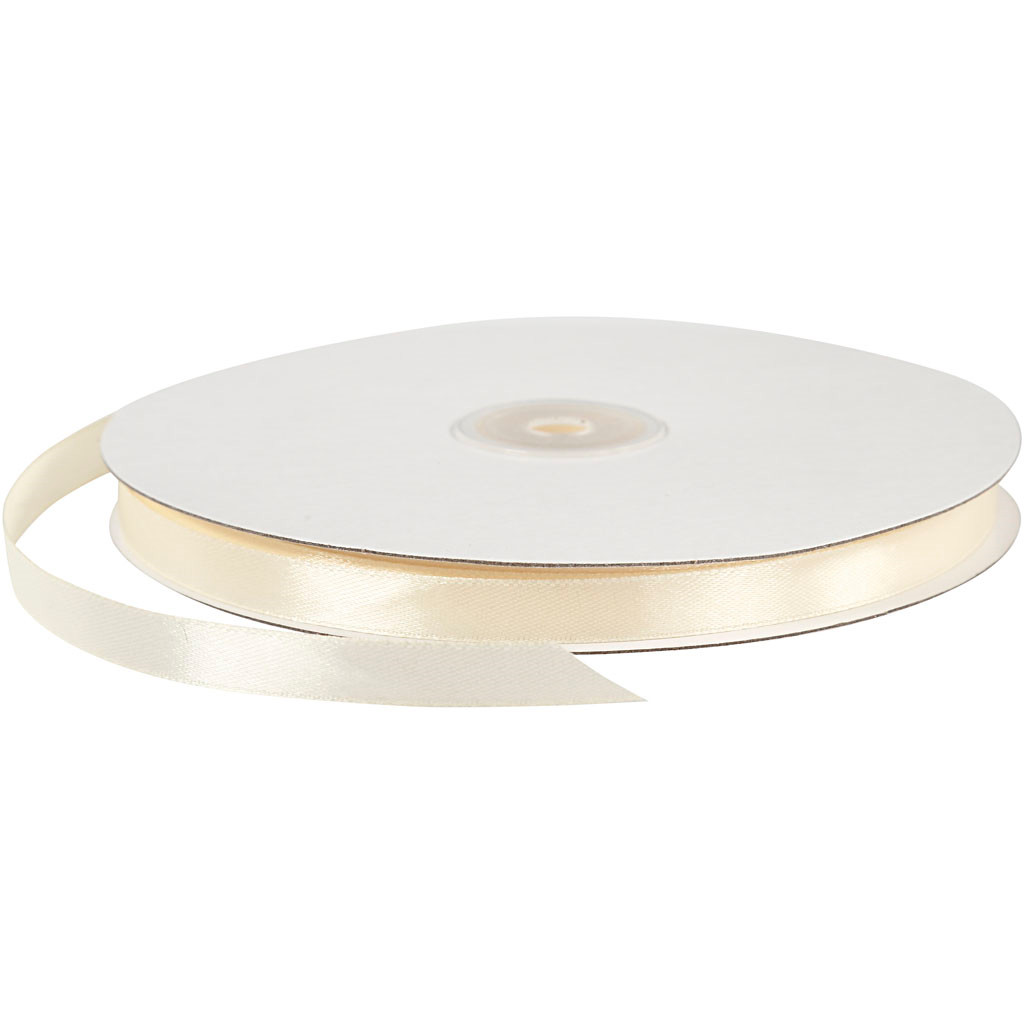 Satinbånd, 9 mm, creme, 100 m billede